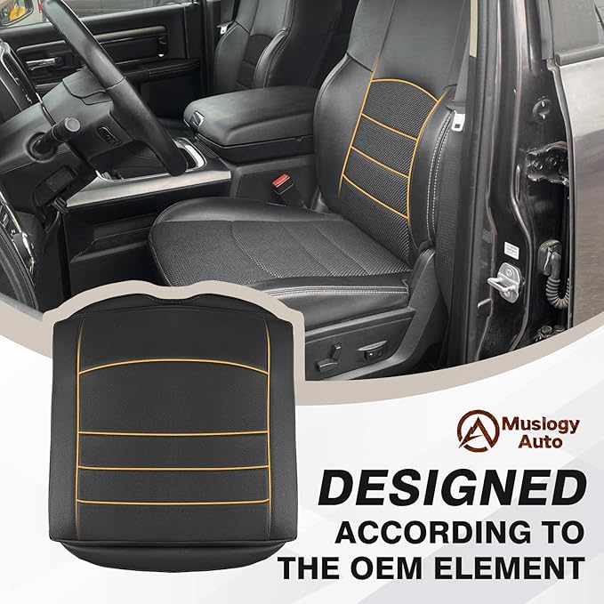 Muslogy Center Console Armrest Cover Fit for Dodge Ram1500/2500/3500 2013-2018 Accessories, Comfort Armrest Pad Console Lid Cushion Vegan Leather 1-Inch Extra Thick(Bucket Seat ONLY)