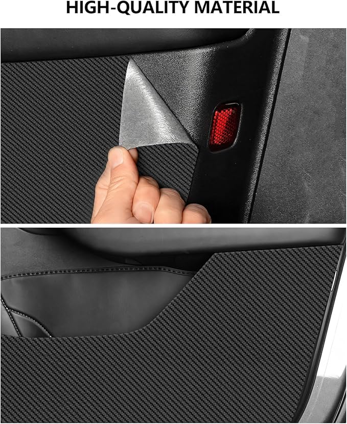 for Tesla Car Door Protector Model Y Juniper Accessories 2025-2026 Carbon Fiber Texture Door Side Protector Anti-Dirty Kick Mat Waterproof Dust Resistant Protector Cover Leather Pad 4PCS