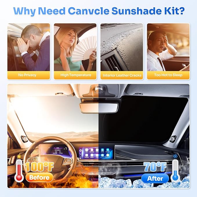 Window Shades for 2021-2025 2026 Jeep Grand Cherokee L Accessories Windshield Sun Shade Side Rear Window Cover Sunshade Sun Visor Shield Privacy Protection for Camping Keep Car Cool Black 8PCS