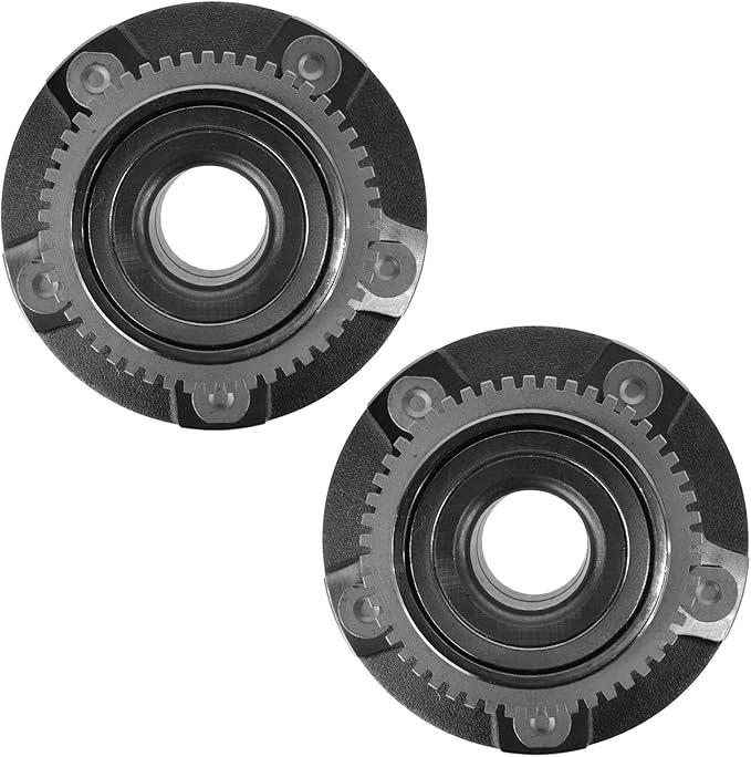 TRQ 2 Piece Front Wheel Bearing & Hub Assembly Set Compatible with 1994-2004 Ford Mustang