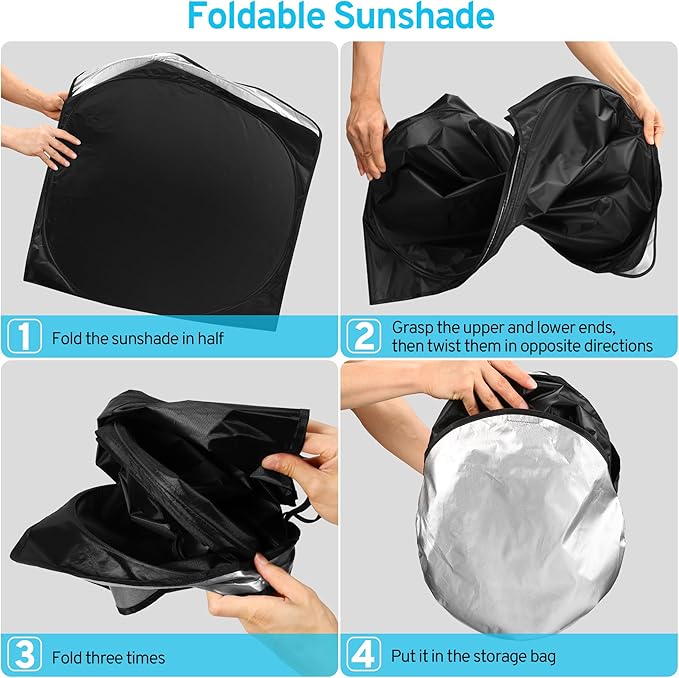 Windshield Sun Shade Custom for Tesla Model X Accessories 2026 2025 2024-2016 Front Window Sunshade, Car Windshield Sun Visor Cover Foldable with Storage Bag