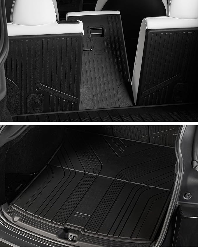 3W Tesla New Model Y Juniper Floor Mats and Cargo Liners, TPE Full Set Floor Liner for New Model Y 2025 2026, Cargo Mats and Seat Back Cover Protector, Car Mats for Tesla Accseeories, Vigormold™