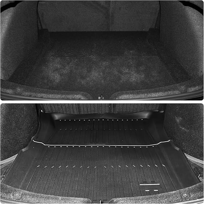 Trunk Mat Compatible with Tesla Model 3 2024 2025 2026 (Highland) - Custom Fit All-Weather TPE Cargo Liner, Waterproof Rear Boot Mat, Heavy Duty Anti-Slip Interior Accessories, Black