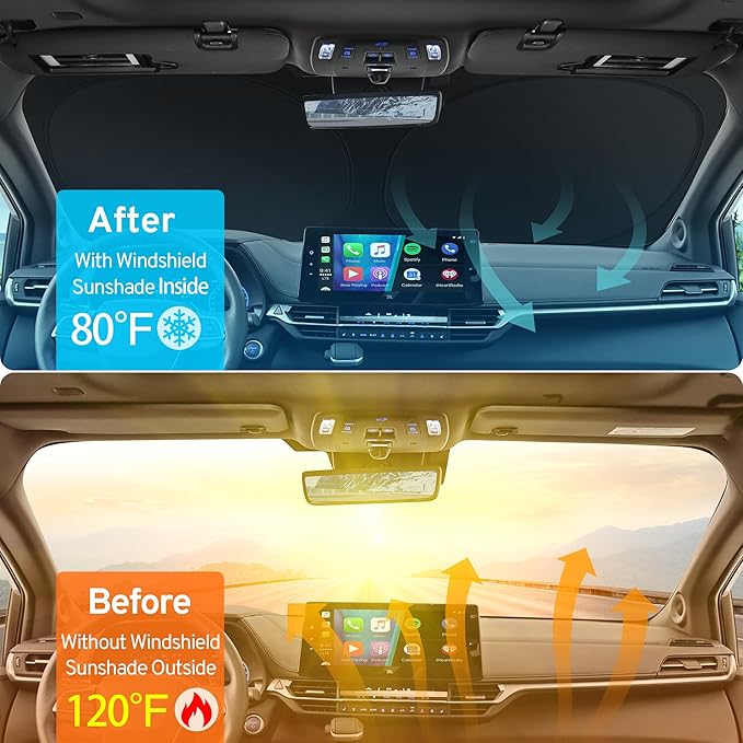 Windshield Sun Shade Custom for Tesla Model X Accessories 2026 2025 2024-2016 Front Window Sunshade, Car Windshield Sun Visor Cover Foldable with Storage Bag