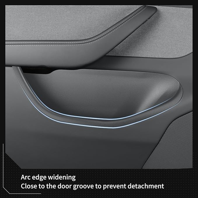 LUCKEASY 4PCS Door Side Storage Box Full Arounding for Tesla Model Y Juniper 2025 2026 Front & Rear Door Pocket Inner Organizer Trays Full Cover for Model Y Juniper Accessories TPE Black