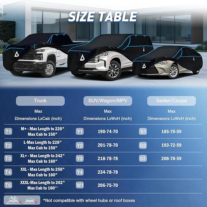 Hail Protector Car Cover for Minivan(Length:200-206inch) + Gift Windshield Sunshade, Multi-Layered EVA Hail Proof Car Cover, Padded Car Hail Protector Blanket for Odyssey Sienna Caravan Pacifica etc.