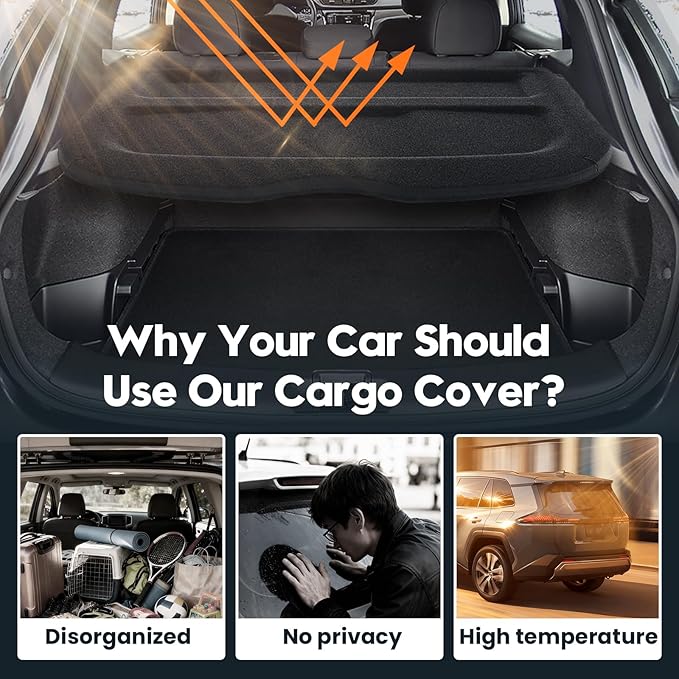 Powerty Cargo Cover for Nissan Rogue Sport 2017-2023 Accessories Trunk Security Shield Shade Black (Not for Nissan Rogue)