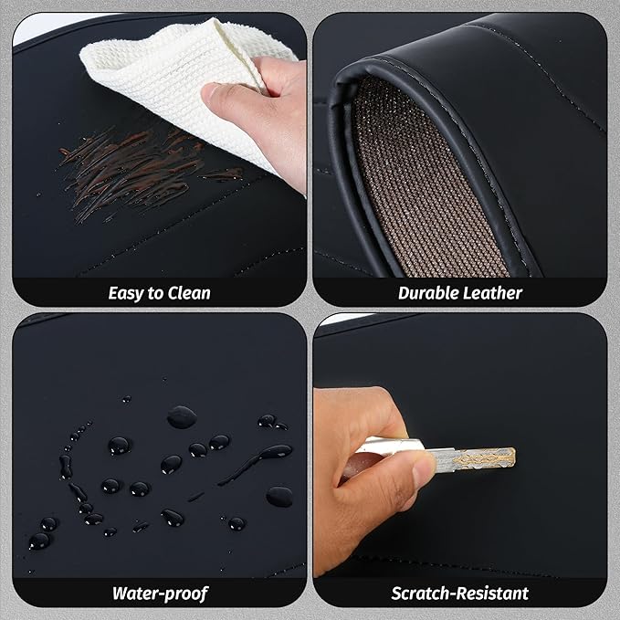 Center Console Leather Side Anti-Kick Mats(2 Pieces) Designed for Tesla Model Y Juniper(2025-2027),Waterproof, Dust Resistant, Front Seat Side Protector Cover Black