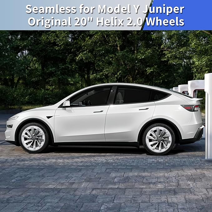 Tesla Wheel Cover 2026 Model Y|Wheel Rim Protector Fit Juniper 20" Helix 2.0 Wheels 4PCS ABS Guard Hubcap Cover for Curb Rash Prevention| Tesla Model Y Juniper Accessories 2025 2026 |Silver(Set of 4)