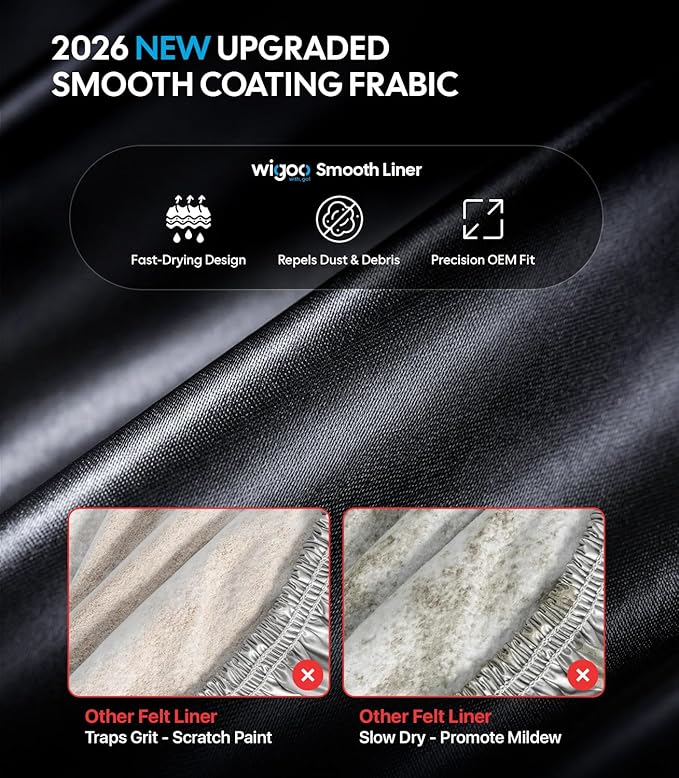 Wigoo GMC Sierra 1500 2500 3500 Truck Car Cover Accessories 2019-2026, Custom Fit Waterproof All Weather Outdoor Pickup Cover, Windproof UV Rain Snow Dust Protection, Door Zipper, Reflective Strips