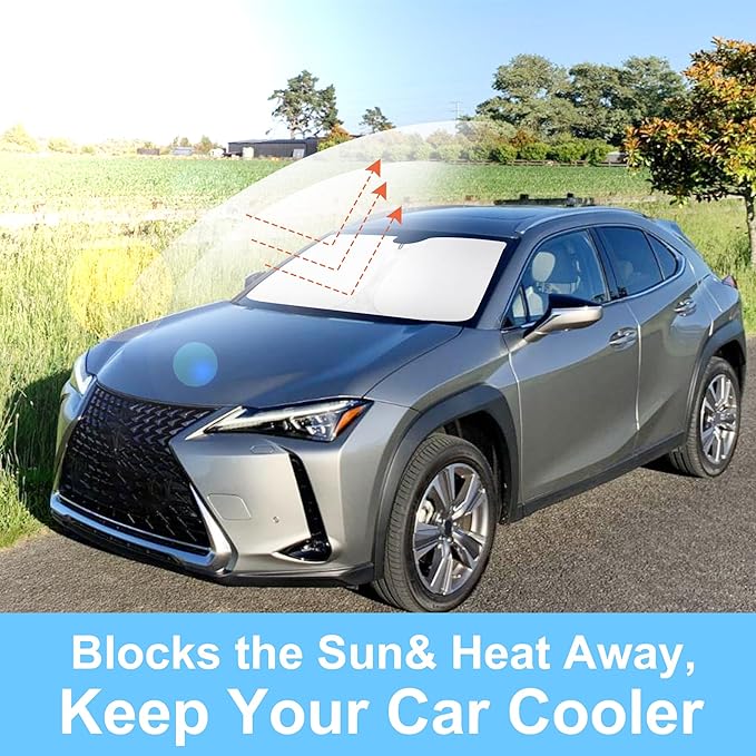 YYCKE Windshield Sun Shade Accessories Compatible with Lexus UX 2021 2022 2023 2024 2025 Foldable Sunshade Sun Visor Blocks UV