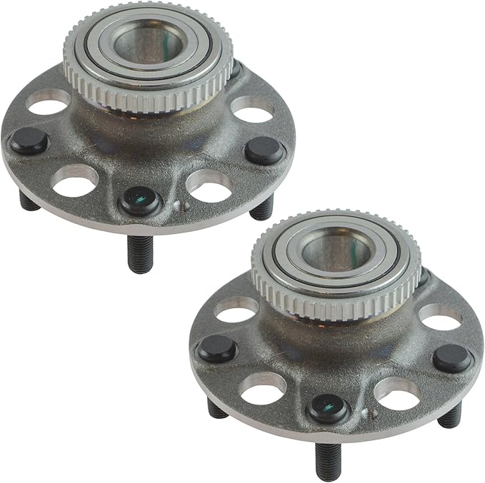 TRQ 2 Piece Rear Passenger Side Wheel Bearing & Hub Assembly Set Compatible with 1997-2001 Acura Integra