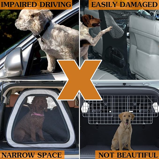 for Tesla Model Y Dog Barrier Adjustable Large Pet Protective Barrier Anti-bite Heavy-Duty Metal Stainless Steel for Dog Travel Accessories 2021 2022 2023 2024