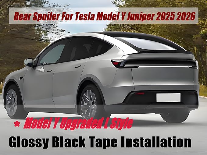 STSEV01 Rear Spoiler Fit for Tesla New Model Y Juniper 2026, Model YL-Style Performance Type ABS Wing Sporty Appearance, Trunk DeckLid Lip Exterior Accessories, Tape Installation (Gloss Black)