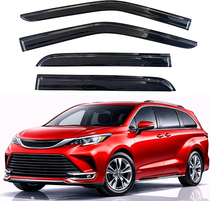 KPY Rain Guards Fit for 2021-2026 Toyota Sienna, Out-Channel Window Visors Vent Wind Deflectors 4PC, Car Accessories for 21-26 Sienna