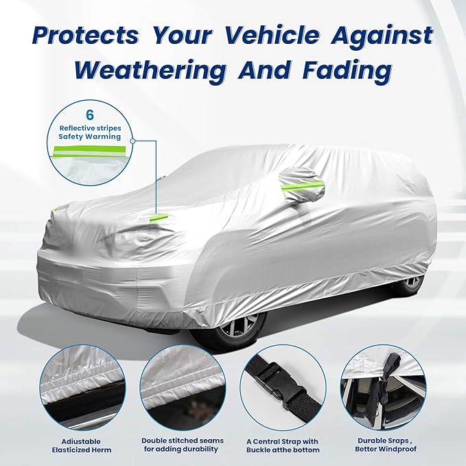 SUV Car Cover Waterproof All Weather, Outdoor Car Covers for Automobiles Car Covers Universal Fit SUV Up to 181’’