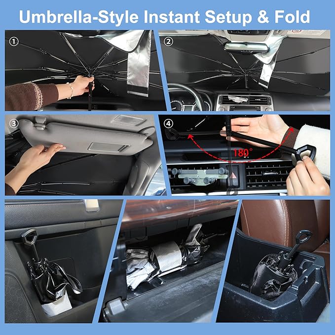 Windshield Sun Shade Umbrella Compatible with 2020-2026 Toyota Highlander Accessories Foldable Window Sunshade Sun Visor Protector Blocks Sun Rays