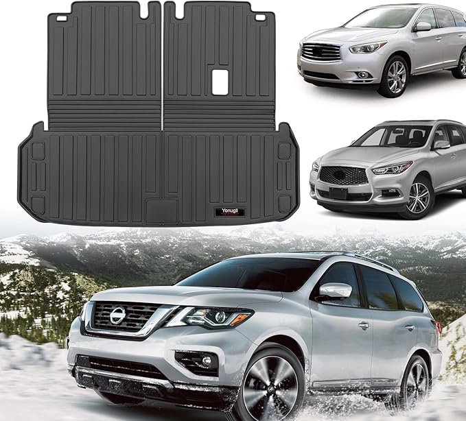 Custom for 2013-2020 Nissan Pathfinder/2013 JX35 /2014-2020 Infiniti QX60 Cargo Mats with Backrest Mats All Weather TPE Accessories (for 13-20 Nissan Pathfinder/13 Infiniti JX35 /14-20 QX60)