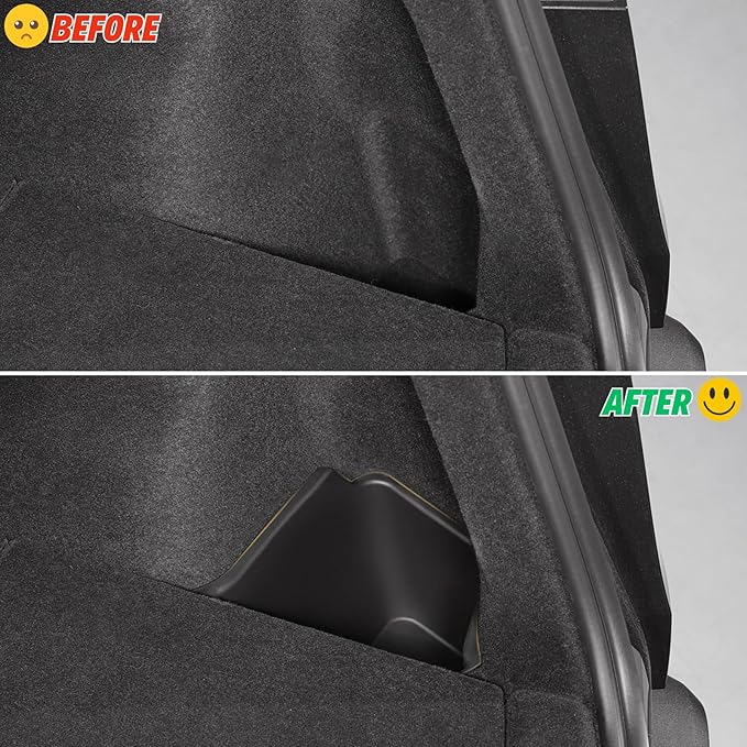 2 Pcs Trunk Storage Bins Compatible with 2025 2026 New Tesla Model Y Juniper Rear Trunk Side Organizer with Lids Hidden Compartment - TPE Waterproof, Black Interior Accessories