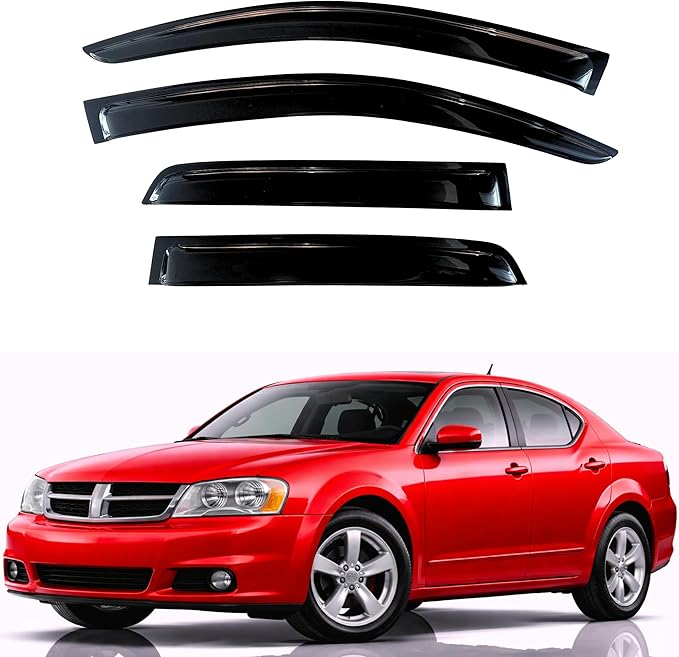 KPY Rain Guards Fit for 2008-2014 Dodge Avenger, Out-Channel Window Visors Vent Wind Deflectors 4PC, Car Accessories for 08-14 Avenger