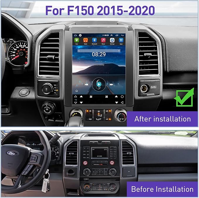 Car Stereo Radio for Ford F150 2015 2016 2017 2018 2019 2020, Android 13 12.1 Inch Tesla IPS Touch Screen GPS Navigation with Wireless Carplay Android Auto, Steering Wheel Controls, Plug and Play