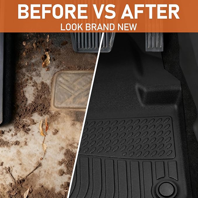 Floor Mats Replacement for Tesla Y 5-Seater 2020-2024, TPE All Weather Custom Fit, Front & Rear 3PCS | Heavy Duty, Easy Clean - Black