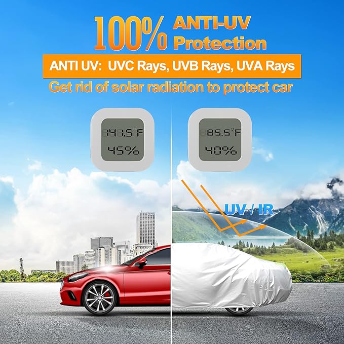 Car Cover, GORDITA Car Covers Waterproof All Weather Snowproof Windproof Scratch Resistant Outdoor UV Protection with 6 Reflective Strips, Size 3XL Universal Fit for Sedan (Up to 193")