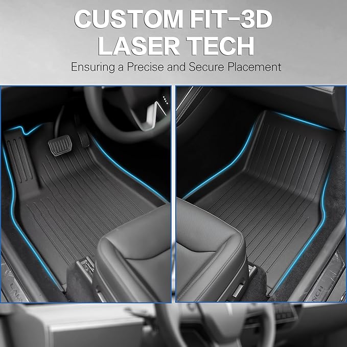 WEIZE Tesla Model Y Juniper Floor Mats 2025 2026, 11 PCS Full Set All Weather Non-Slip Floor Mats & Cargo Liners, Black Car Mats for Tesla Interior Accessories