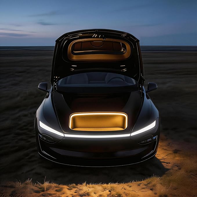 Wigoo Tesla Model Y Accessories Frunk COB Light Strip[Tool-Free & Damageless Installation, Seamless and Uniform Glow], Waterproof, Fit for 2020-2025 Tesla Model Y/Juniper, Warm White Light.