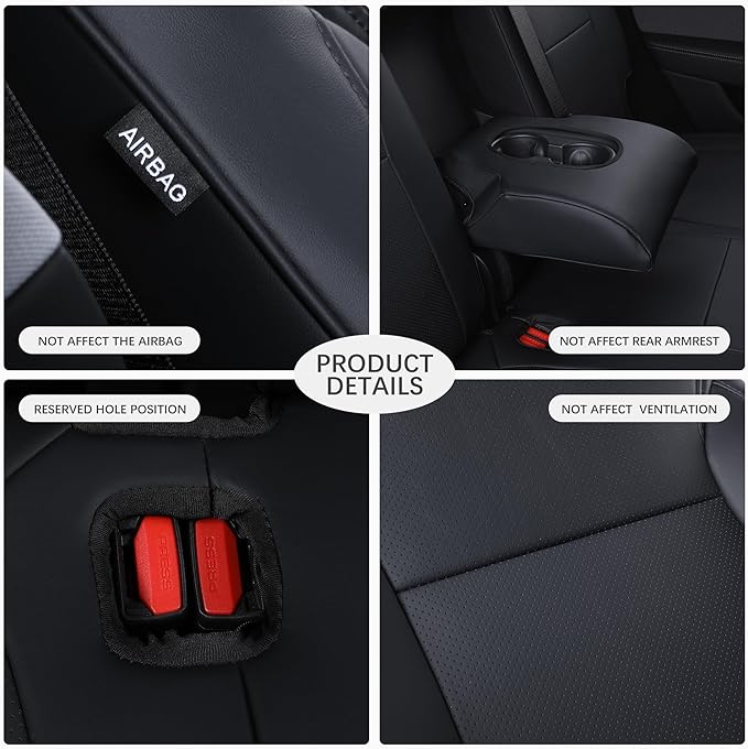 Custom Fit Seat Covers for 2025 2026 Tesla Model Y Juniper (5-Seater) - Ventilated Seats & Rear Screen Compatible - Nappa Leather Full Set Car Seat Protectors (Black, Model Y 2025)