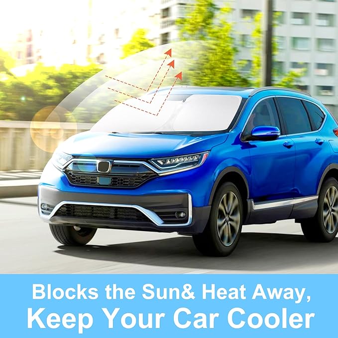 YYCKE Windshield Sun Shade Accessories Compatible with 2017 2018 2019 2020 2021 2022 CR-V CRV for Honda Foldable Sunshade Sun Visor Blocks UV