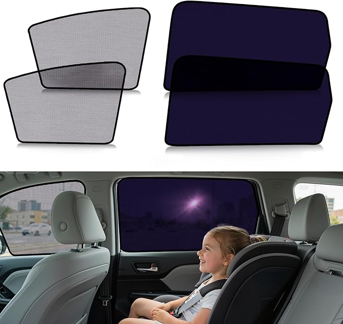 ZATOOTO Honda CRV Car Window Shades 4Pack | Clear for Safe Driving | Bluish-Purple for Passenger Comfort | UV Protection | Static Cling Side Window Sun Shade Blocker with Storage Bag | 2017-2022 |