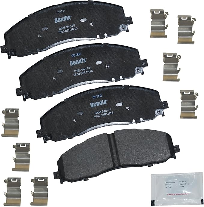Bendix Priority1 CFM1680 Semi-Metallic Front Brake Pads for Ford F-250 Super Duty 2022-2013, F-250 Super Duty 2024, F-350 2016-2013, F-350 Super Duty 2022-2013, F-450 Super Duty 2015-2013