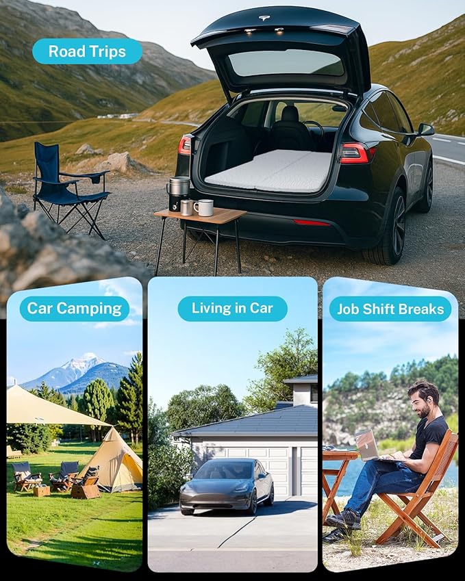 Gonex Foam Mattress for Tesla Model Y 3, 2" Foam Car Camping Mattress with Washable Mesh Cover for Superior Support, Foldable with Storage Bag, Fits Frunk Trunk, Portable for Road Trips, 75" x 44.5"