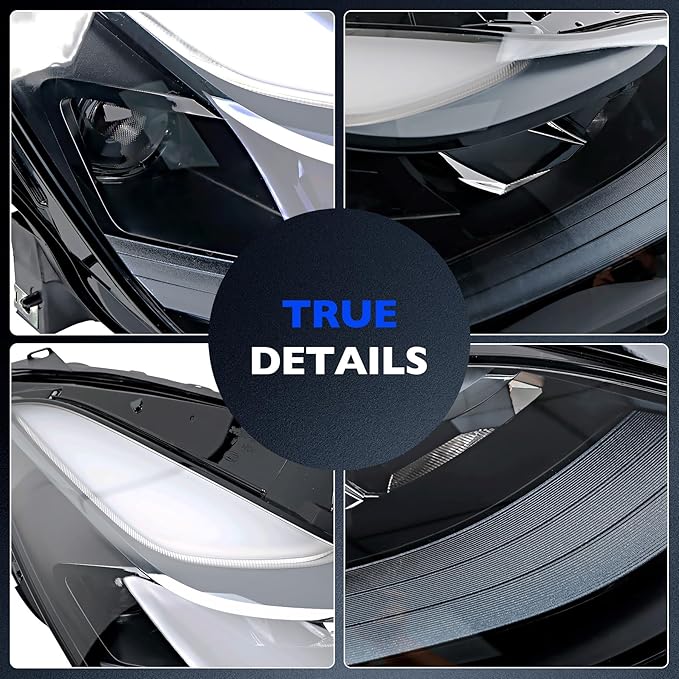 Full LED Headlights Assembly, Compatible with 2021-2023 Tesla 3 Tesla Y Base Mayor Performance Long Range Standard Estandar, Replace 1514953 151495300C Right Passenger Side Front Head Lights Assembly