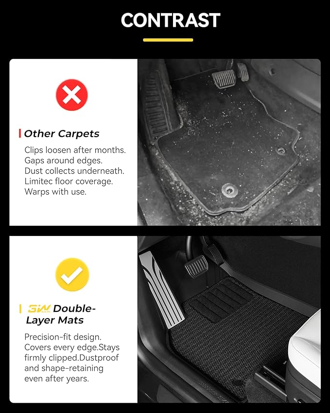 3W Tesla Model Y Juniper Floor Mats(not for Standard), Metal Pedal, Carpets Double Layer, 2025 2026 Model Y Acecessories, TPE All Weather Waterproof Custom Fit Liners, Vigormold™