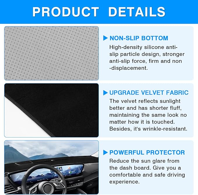 Autorder Dashboard Cover Mat for 2024 2025 2026 Buick Envision Accessories Dash Cover Upgrade Velvet Dash Mat Sunshade Glare UV Rays Protector
