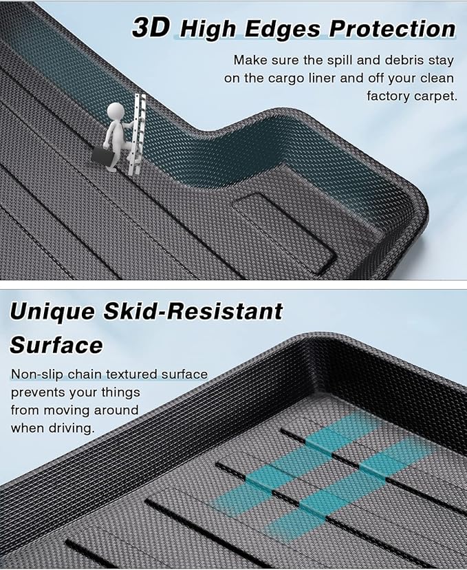 Mixsuper Custom Fit Cargo Liner for 2019-2025 Cadillac XT4 All Weather Trunk Liner Rear Cargo Mat Anti-Slip Durable Black