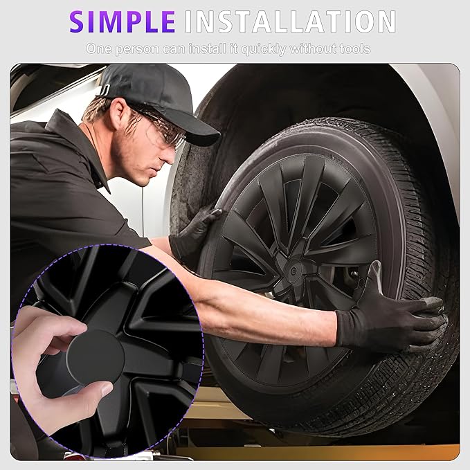 19 Inches Wheel Covers for 2025 2026 Tesla Model Y Juniper, Hub Protection Accessory, Replacement for Tesla Model Y 2025 Rim Protector, ABS Hubcaps 4-Piece