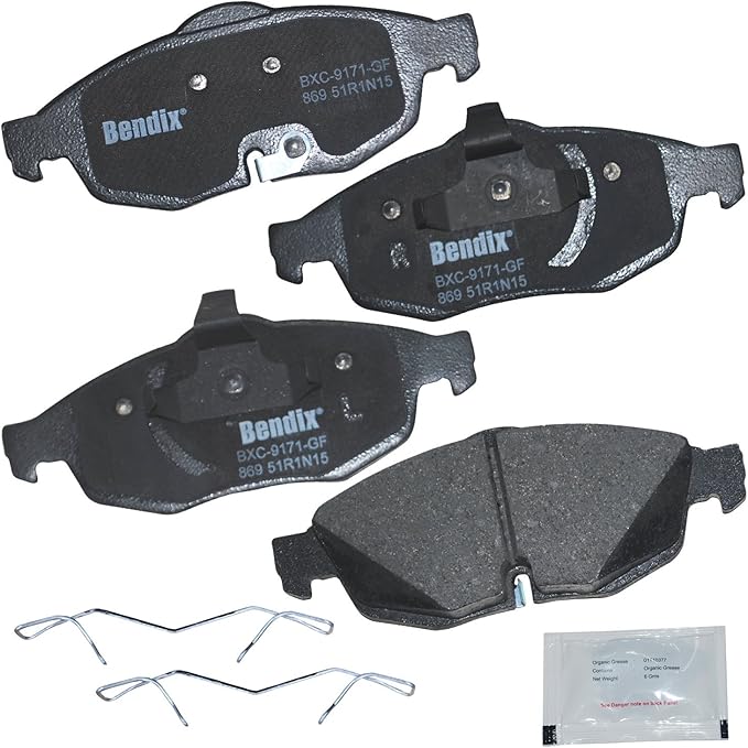 Bendix Priority1 CFC869 Ceramic Front Brake Pads for Chrysler Cirrus 2006-2001, Sebring 2006-2001, Dodge Stratus 2006-2001