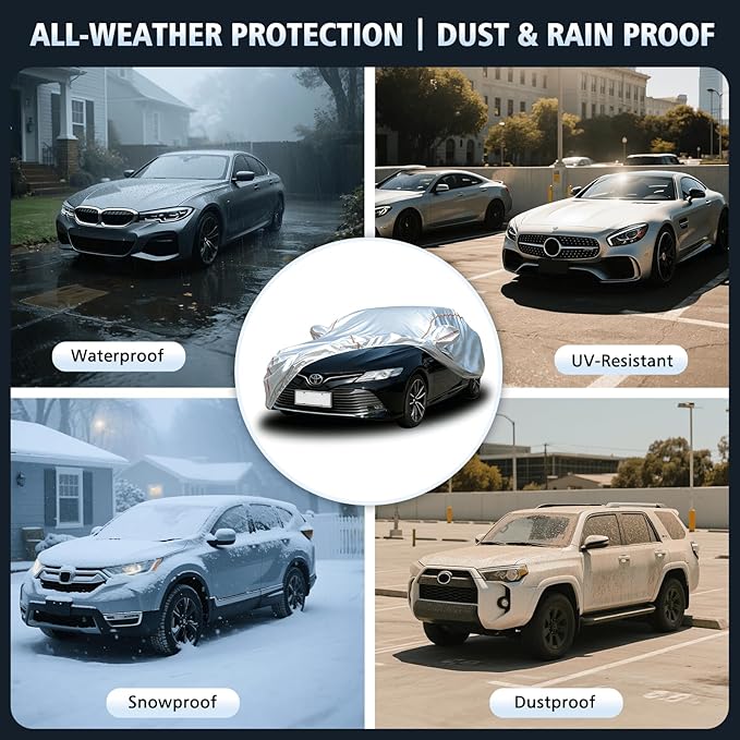 Car Cover Waterproof All Weather for Toyota Camry, 30 S Quick Install Underbody Wrap-Around Mount Car Covers for Automobiles