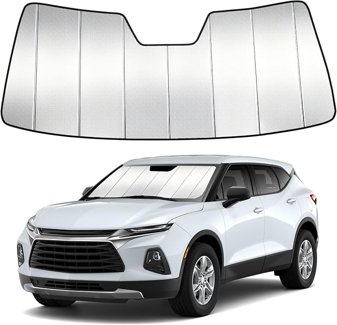 Windshield Sun Shade Custom Fit for Chevy Blazer 2019-2026, Accordion Folding Thick Window Sunshade Block Heat 99% UV Rays Sun Visor Keep Cooler Car Accessories
