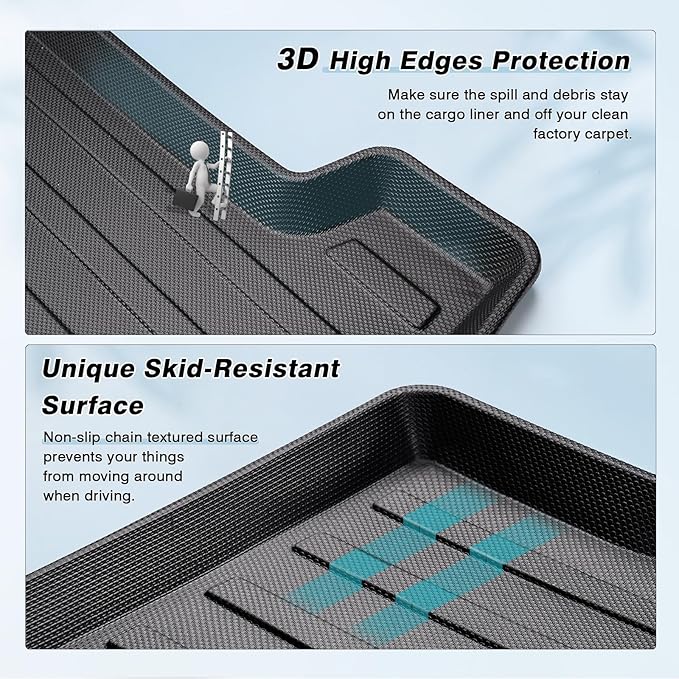 Mixsuper Custom Fit Cargo Liner for 2018-2023 2024 2025 Toyota Camry & Avalon 2019-2022 All Weather Trunk Mat TPO Durable Odorless 3D Rear Trunk Liner Cargo Mat Black