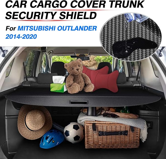 Powerty Cargo Cover for Mitsubishi Outlander 2014-2020 (Manual Liftgate Only) Trunk Cover Retractable Rear Shield Shade (Not for Electric Liftgate or Outlander Sport)