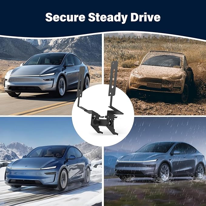 2026 Upgraded Lockable No Drill Front License Plate Holder for Model Y Juniper, License Plate Mount Kit with Anti-Theft Design for Tesla Model Y Juniper Accessories,No Block Bumper Camera Visibility