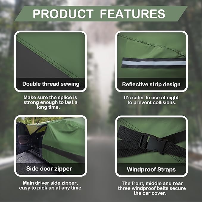Heavy Duty Outdoor Car Cover Compatible with 2020-2026 Tesla Model Y,Waterproof All Weather for Automobiles, Outdoor Full Cover Rain Sun UV Protection with Zipper Cotton