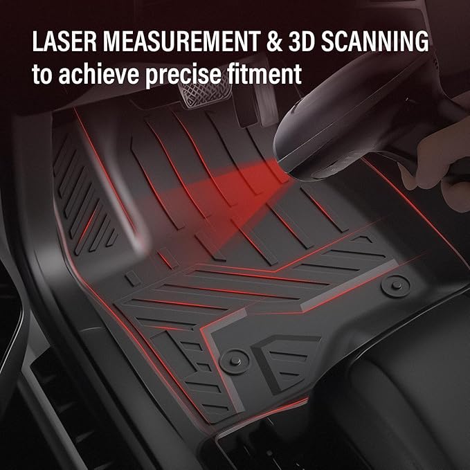 Floor Mats for Chevy Silverado/GMC Sierra 1500 2019-2024 2025 Crew Cab, 2019-2025 GMC Sierra 2500/3500 HD Crew Cab TPE All Weather Floor Liner (Rear Row with Factory Storage)—1st & 2nd Row