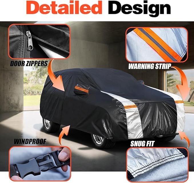 10 Layers Car Cover Custom Fit for Tesla Countryman 2015-2026 100% Waterproof All Weather Automobiles, Gift with Towel, Heavy Duty Car Covers for Rain Sun UV Protection with Door Zipper.