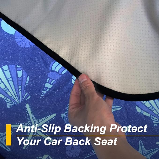 Back Seat Cover for Car Trucks Van SUV,Waterproof Rear Bench Towel Seat Covers for Dogs and Kids,Automotive Backseat Protector (Conch Shells Starfish)