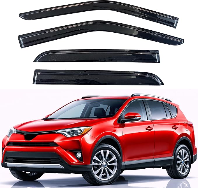 KPY Rain Guards Fit for 2013-2018 Toyota RAV4, Out-Channel Window Visors Vent Wind Deflectors 4PC, Car Accessories for 13-18 RAV4